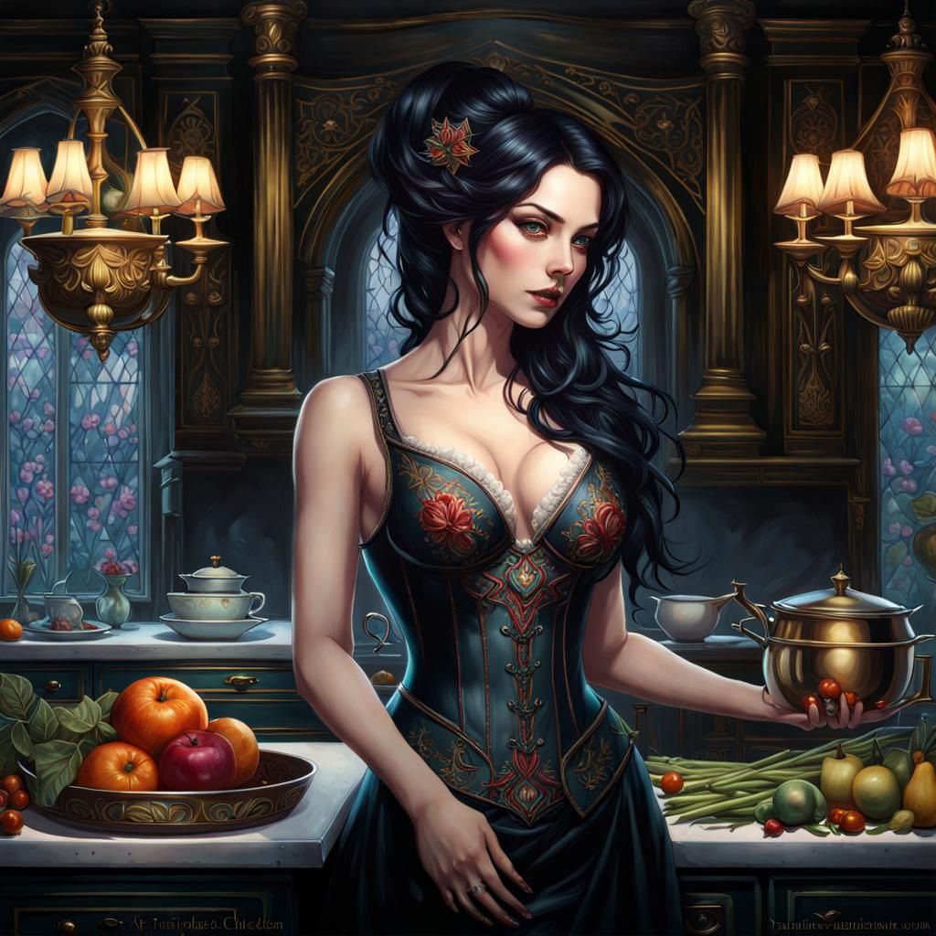 Gothic Art Portrait of a British Woman