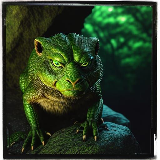 Ethereal Green-Eyed Monster Basks in Golden Hour