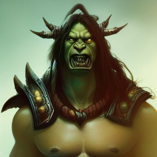 Fearsome Orc Warrior Portrait in Hyperdetailed Style
