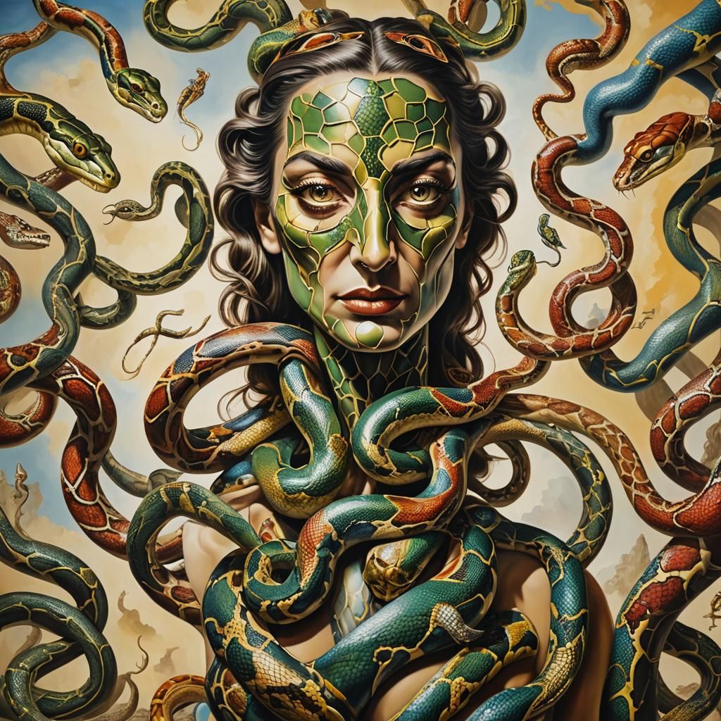 Hyperrealistic Superhero Snake in Surrealist Style