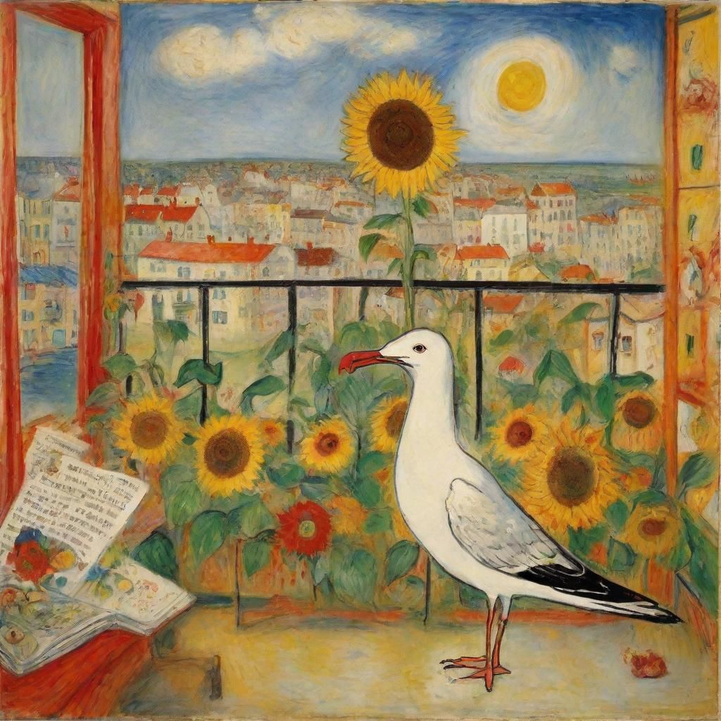 Surreal Seagull Serenade: A Whimsical Scene
