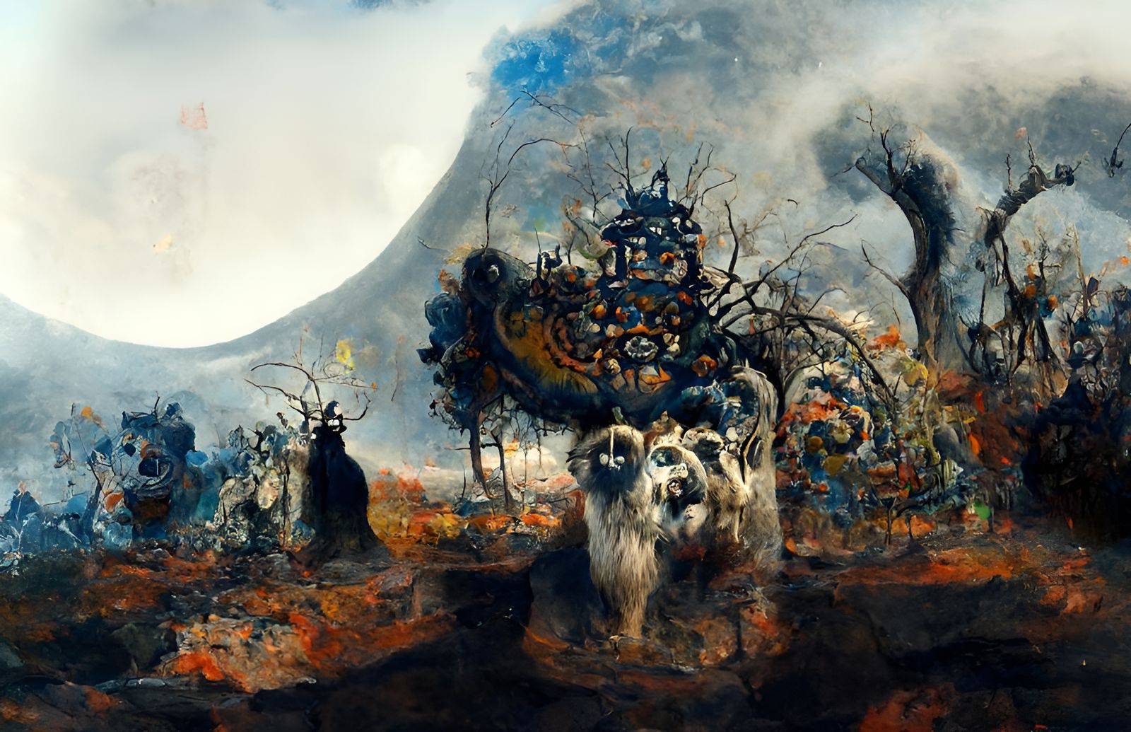 Three-Headed Cerberus Guards Hell Gate in Digital Art