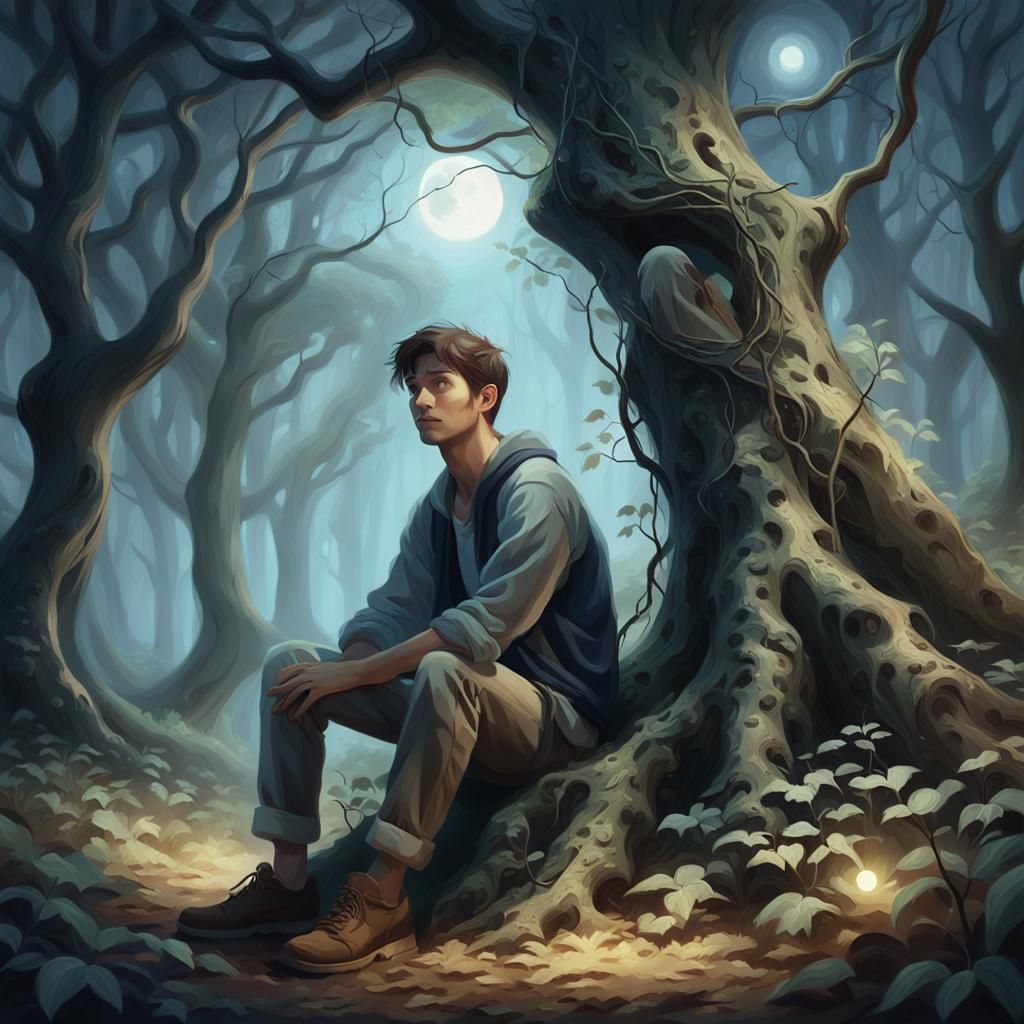 Misty Moonlit Forest Concept Art