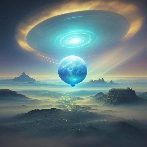Surreal UFO Emitting Healing Light in Dreamscape