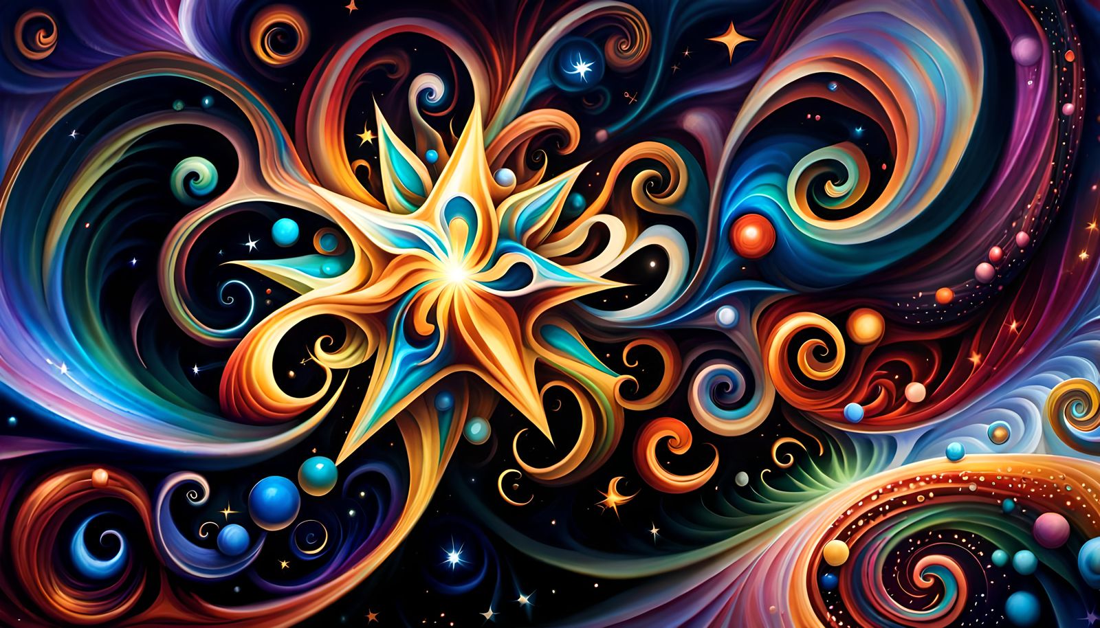 Surreal Star-Beings in Electromagnetic Plasma: Impasto Paint...