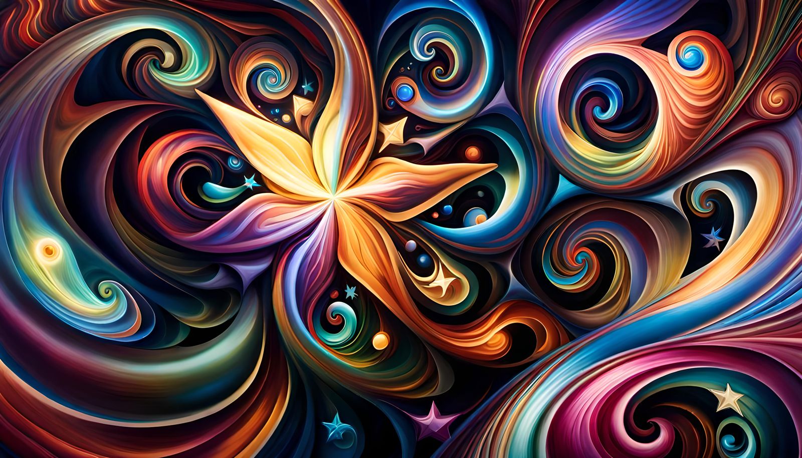 Swirling Star-Beings in Electromagnetic Plasma: Impasto Styl...