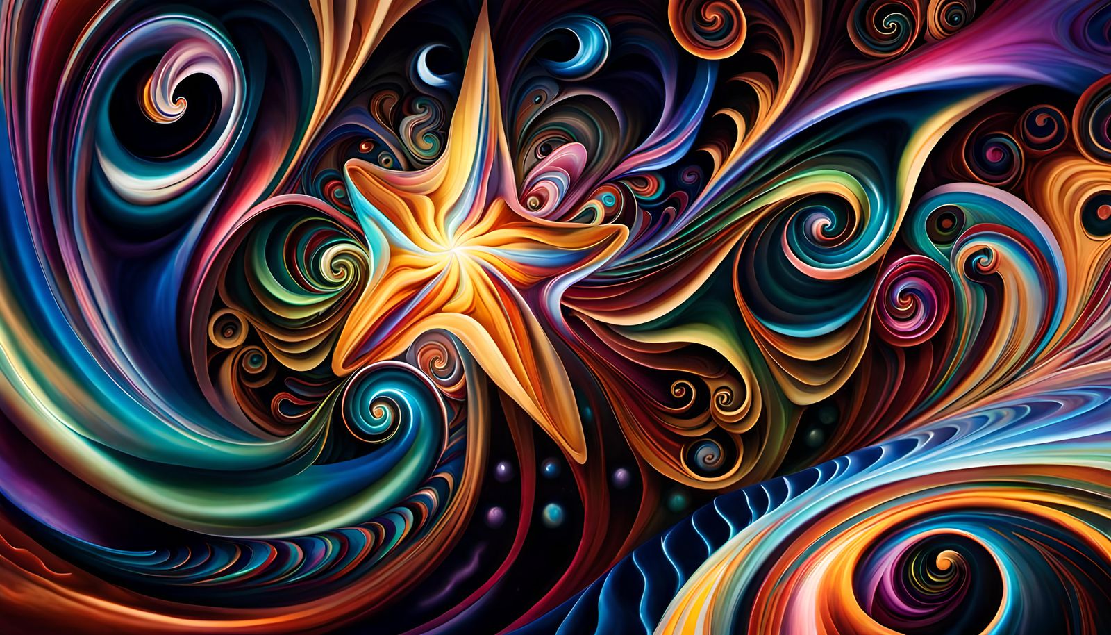 Swirling Star-Beings in a Surreal Impasto Nebula