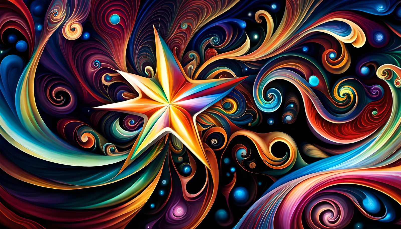 Swirling Star Beings in Vivid Plasma: Impasto Oil