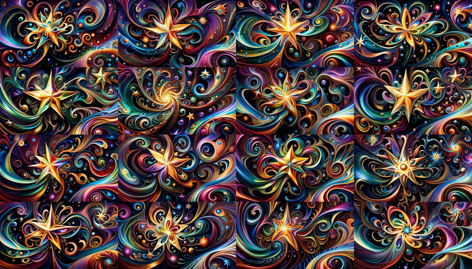 Surreal Star Cluster with Impasto Oil Paint Textures