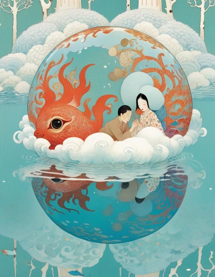 Abstract Surreal Design with Warm Reflections