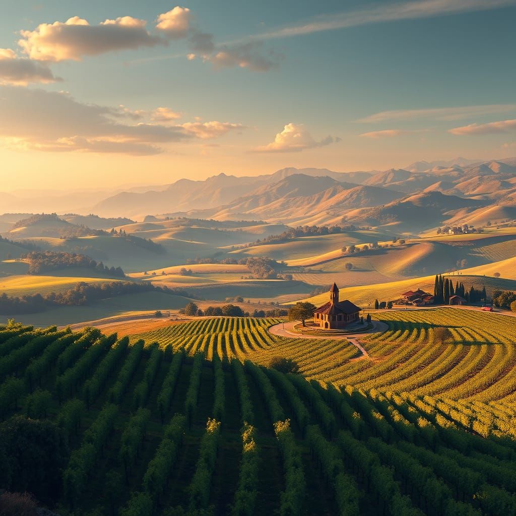 Hyperrealistic Napa Valley Wine Region Fantasy Concept Art