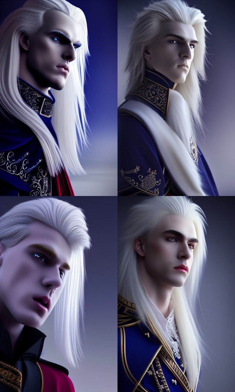 Elegant Bishonen Vampire Prince in Hyper-Realistic Digital A...