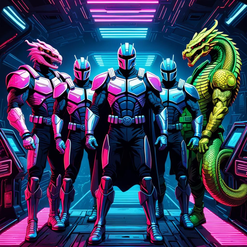 Cobra Commander and Viper Soldiers in Synthwave Style