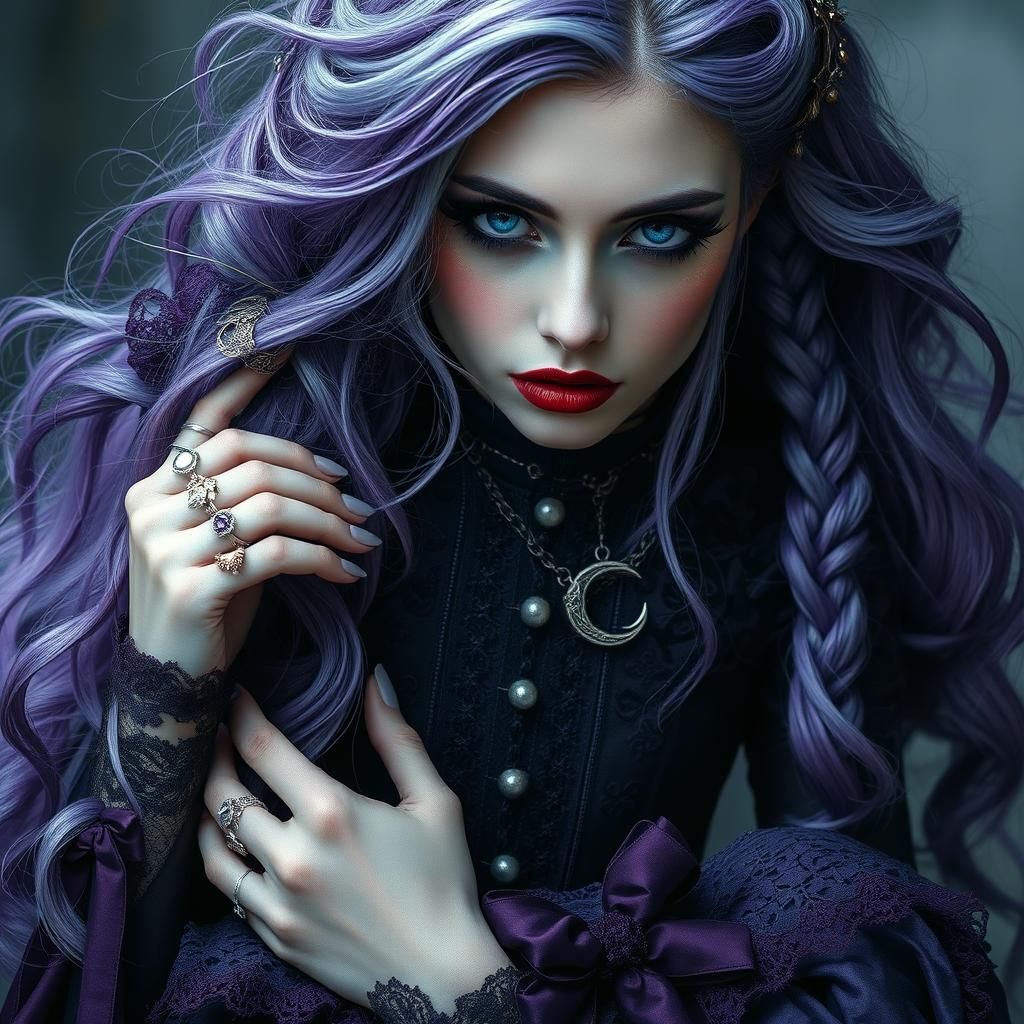 Enchanting Gothic Sorceress in Digital Dreamscape