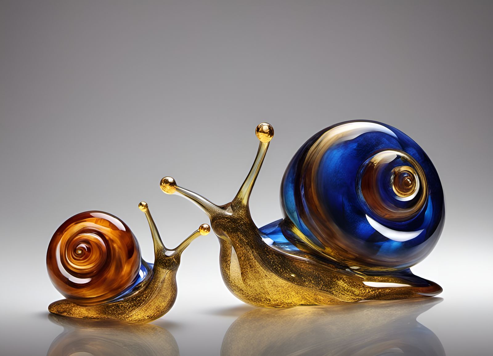 Pair of Handblown Snails in the style of vintage Murano
