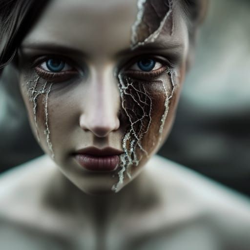 Alien Mycelium Blight: Fractured Glass Portrait