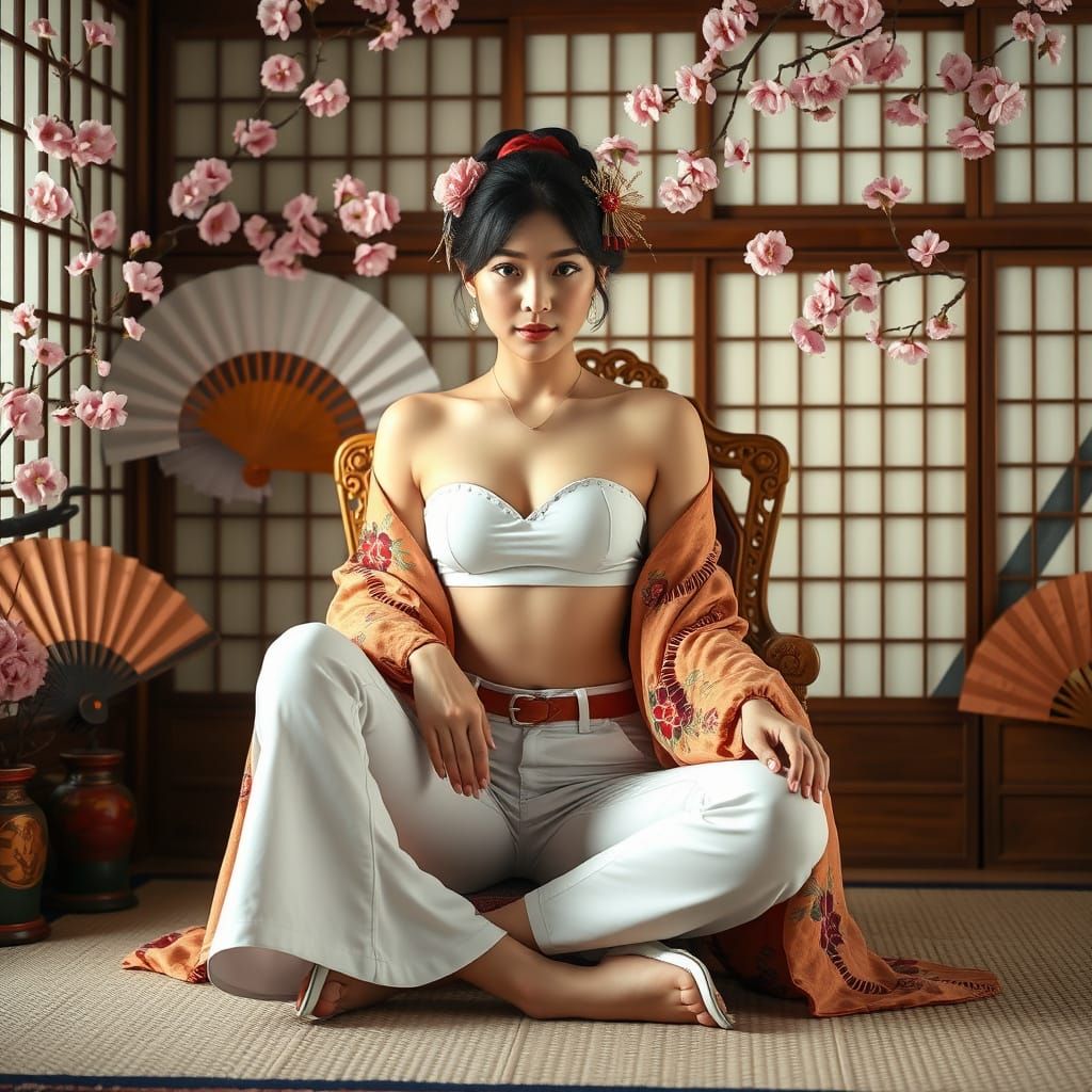 Modern Geisha in Traditional Japanese Setting
