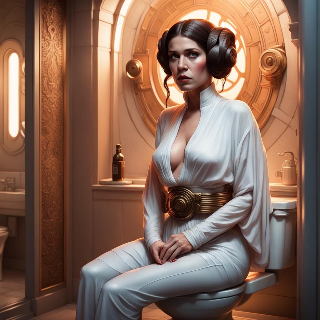 Princess Leia Seduction on Toilet in Digital Art