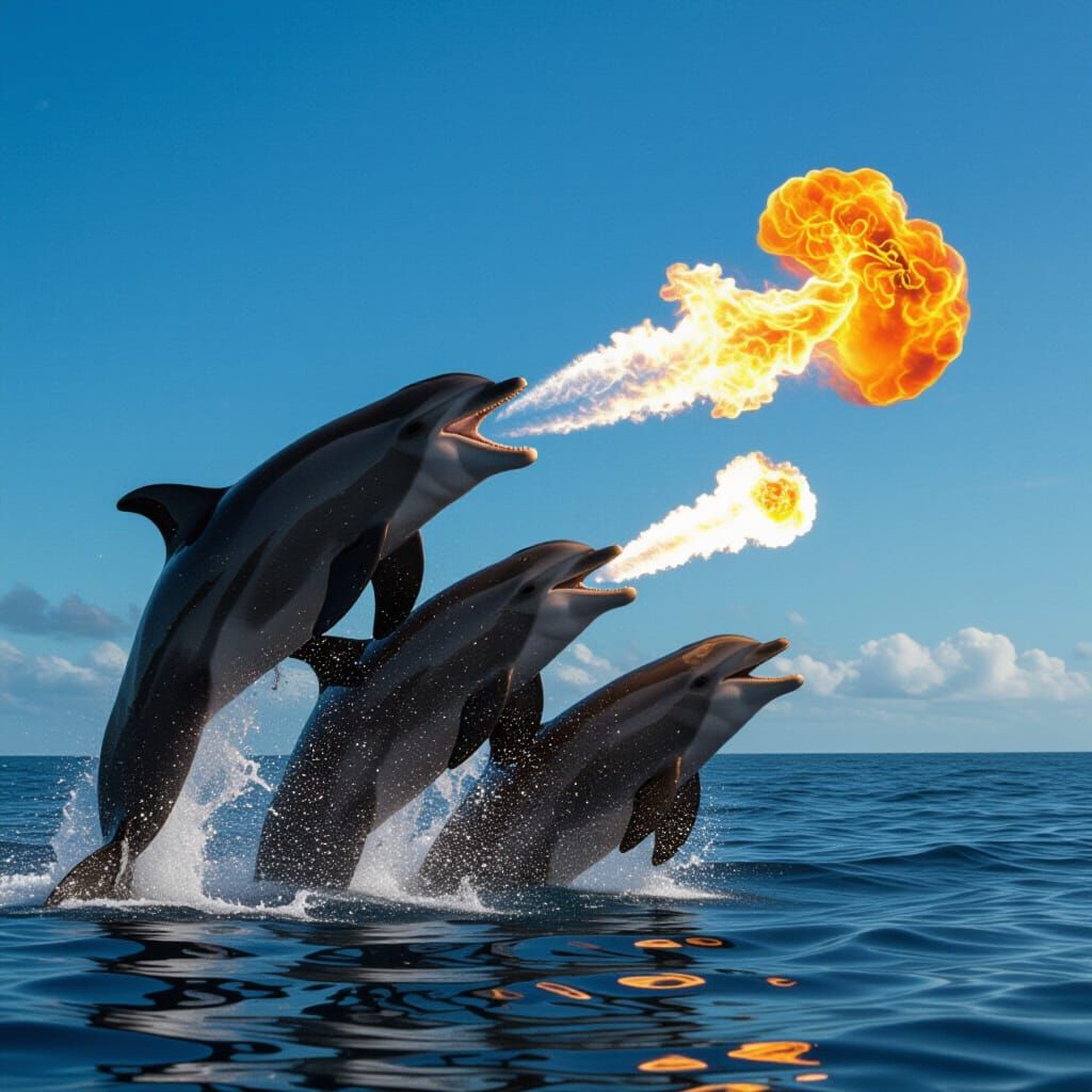 Spectacular Fire Breathing Dolphins in Action