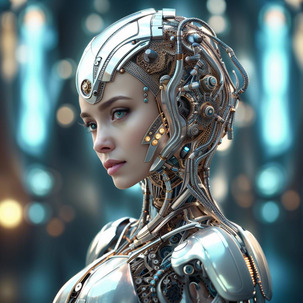 Elegant Female Robot Portrait in High Resolution