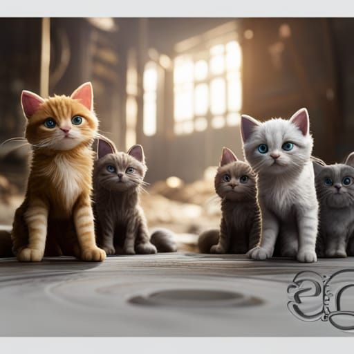 Fantastical Kittens in Detailed Digital Painting