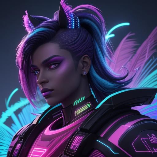 Synthwave Portrait: Man in Rainbow Leopard Print