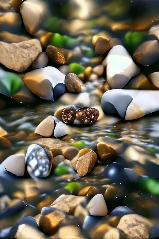 Pebbles Through Clear River Water in 8K
