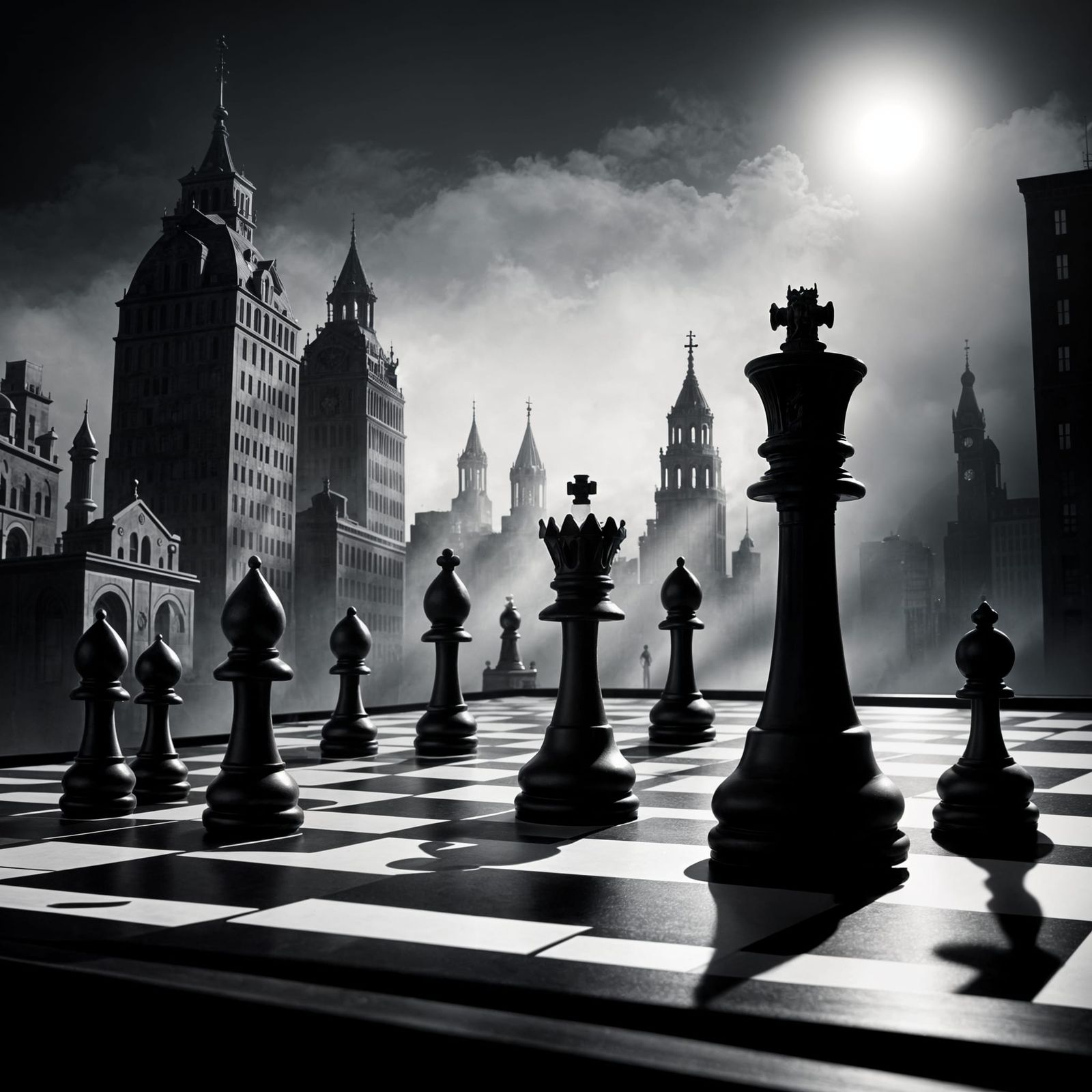 Black and White City on a Chessboard