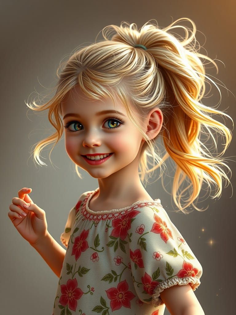 Whimsical Young Girl Dancing with Unbridled Joy