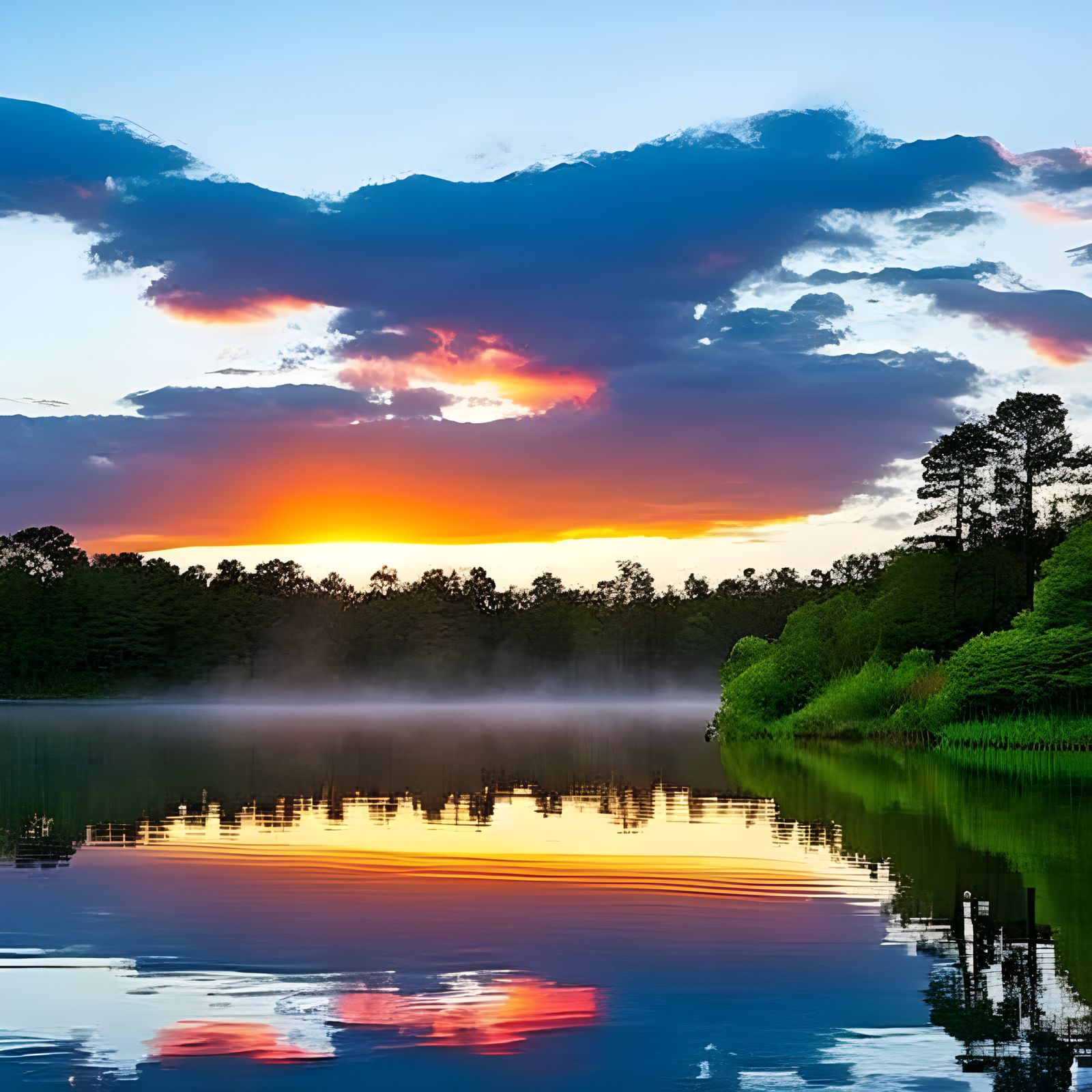 Sunset over a lake