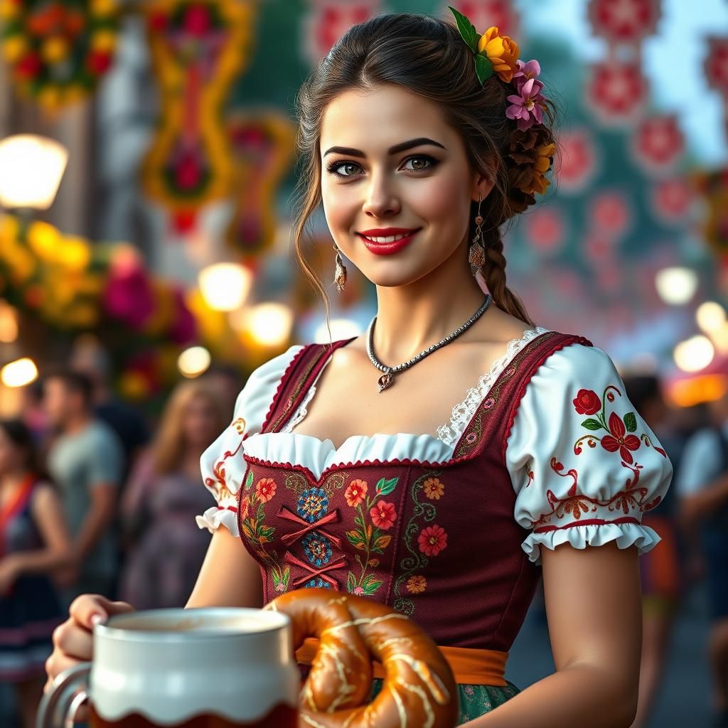 Oktoberfest Woman in Traditional Bavarian Dress