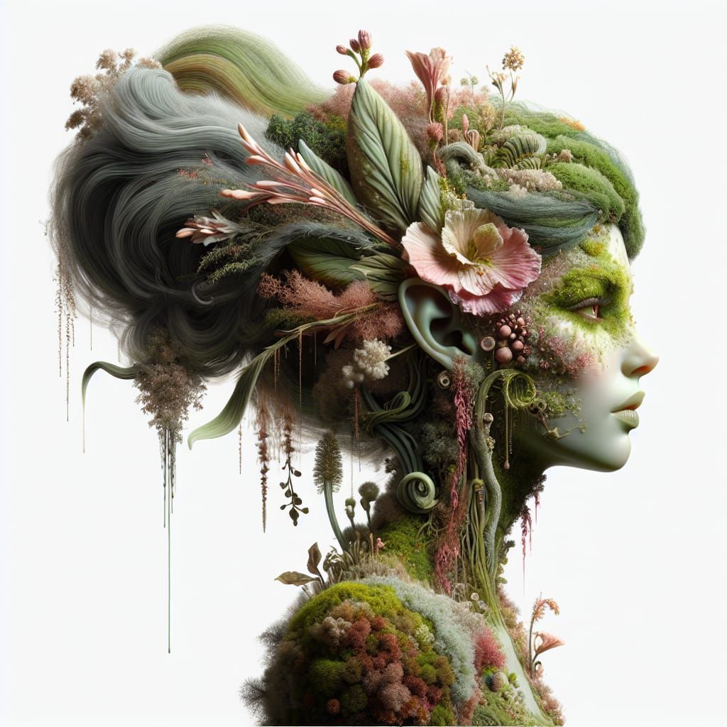 Biopunk Woman in Clean Oil Painting Style