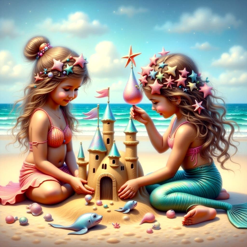 Mermaids Braid Hair on the Beach