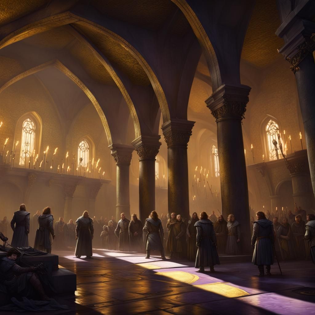 Starks Defending Against Greyjoys in Dark Fantasy Style