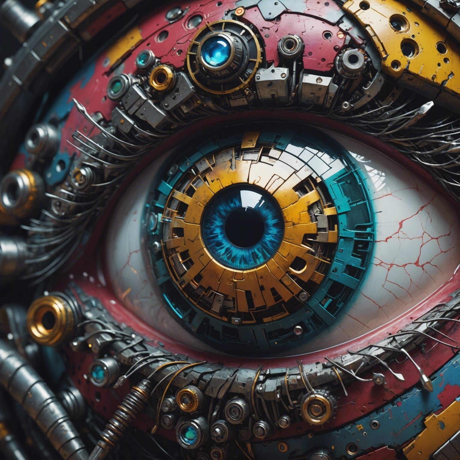 Detailed Macro Photograph of a Cyborg Eye