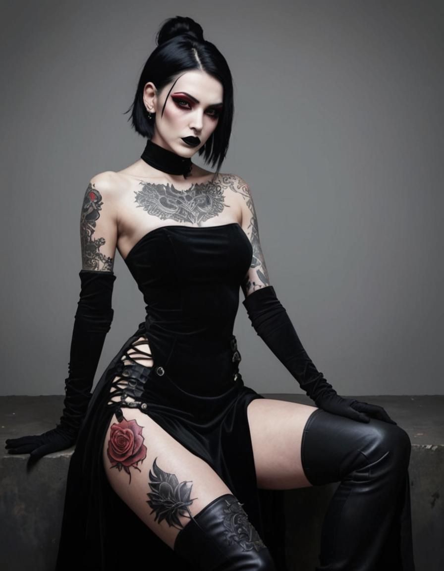 Gothic Dhampir: Tattooed Beauty in Velvet and Lace