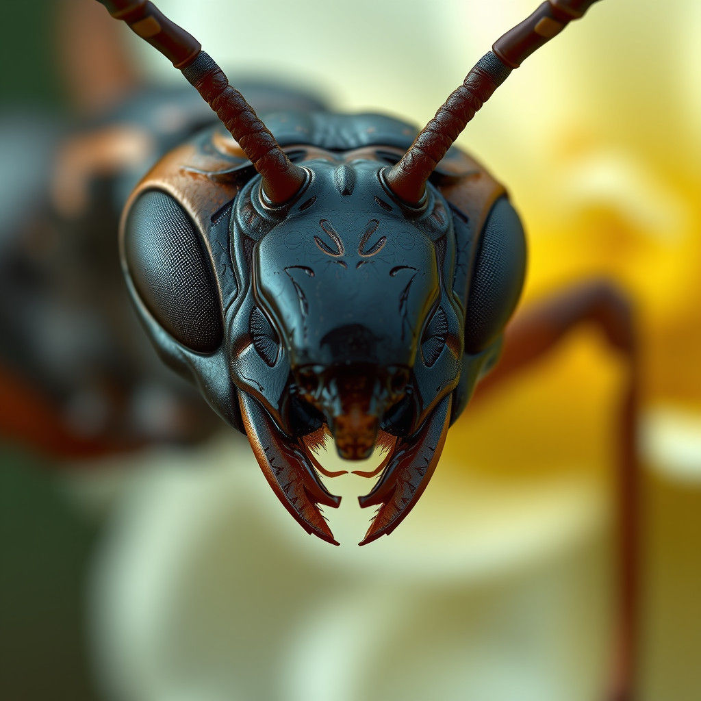 Detailed Alien Ant Face Close-Up in 3D