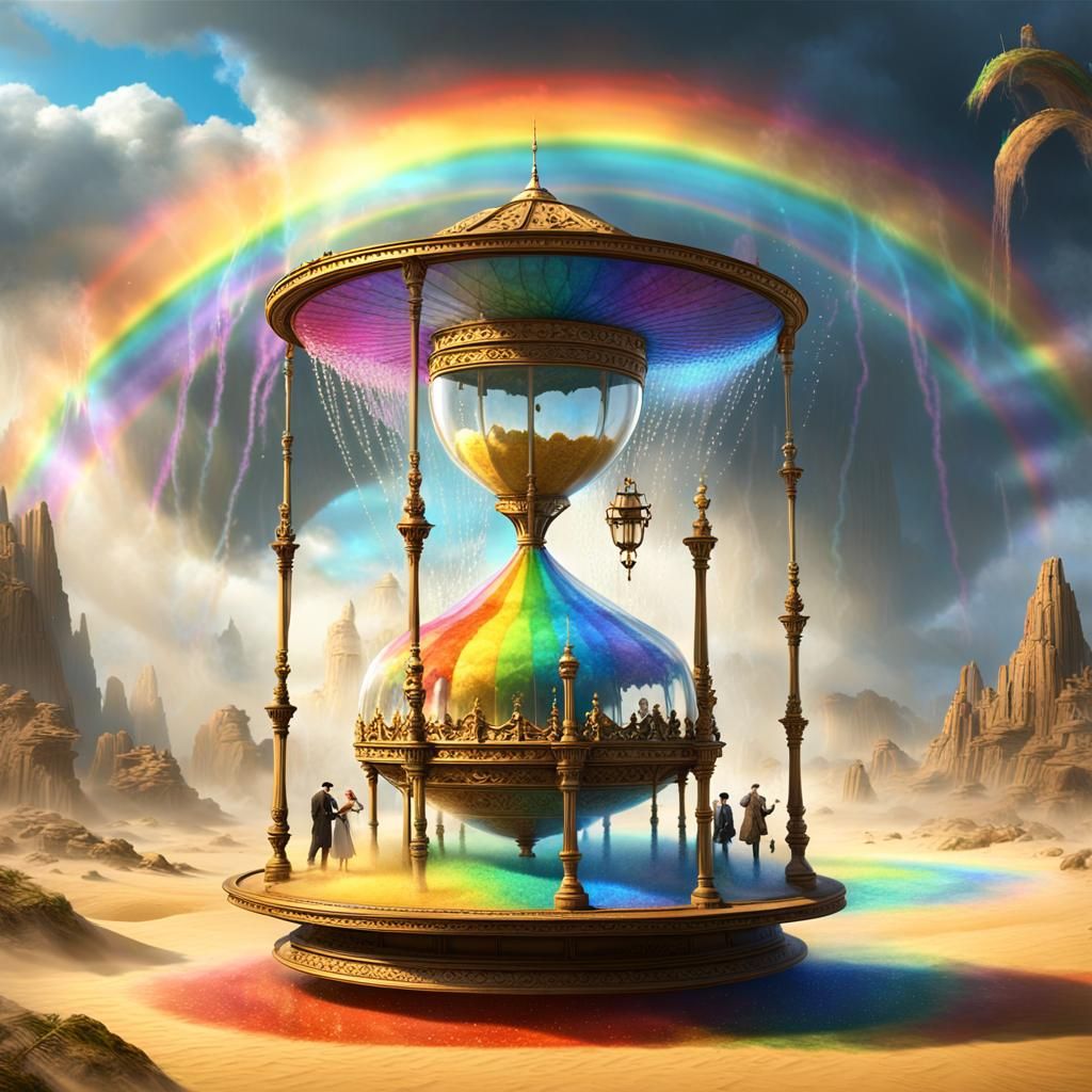 Dreamlike Plane Through Rainbow Mist, Fantasy Art
