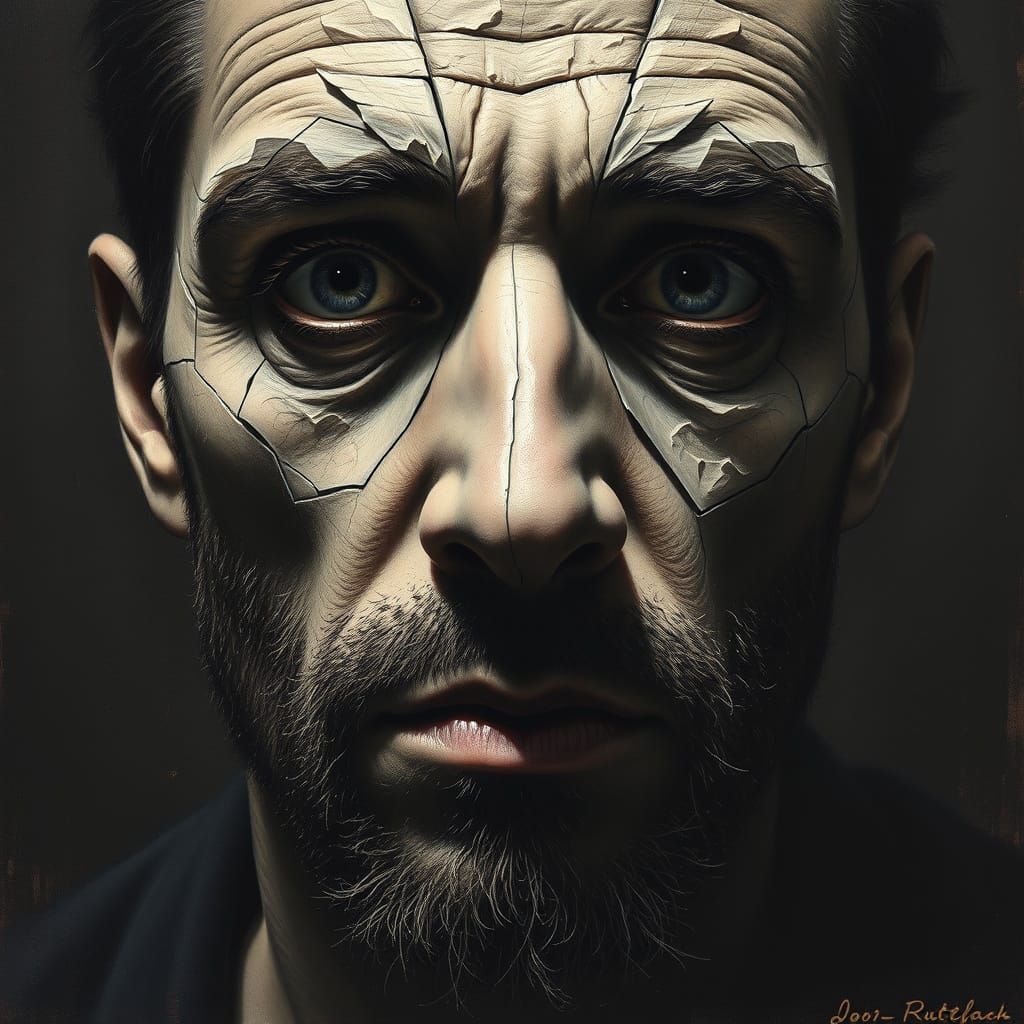 Fragmented Man Portrait in Doré and Rutkowski Style