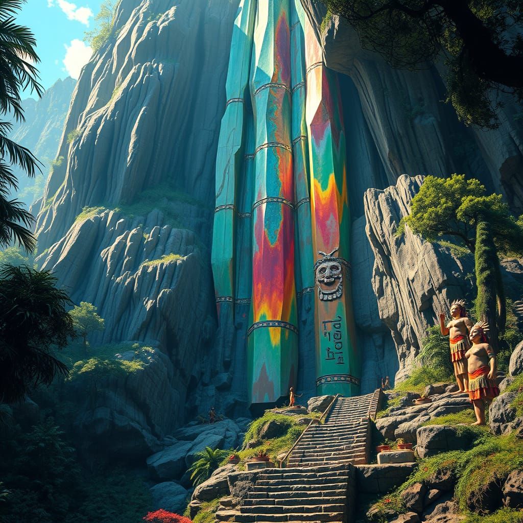 Majestic Crystal Tower in Mountain Rainforest