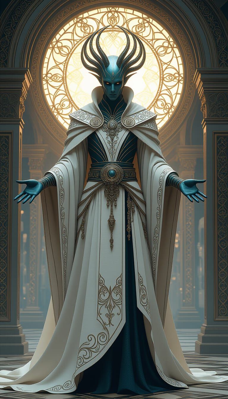 Eldritch Mindflayer King in Ornate Concept Art