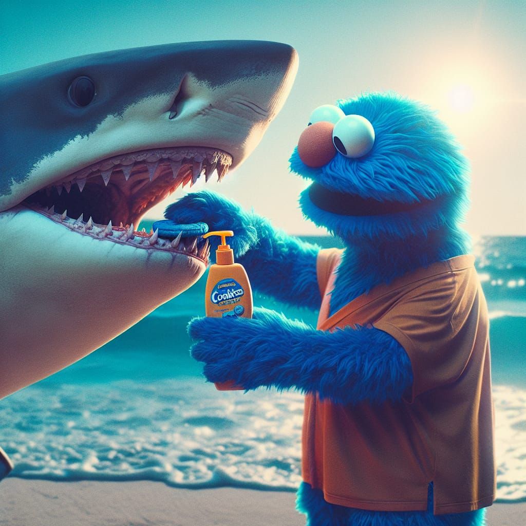 Hyperrealistic Cookie Monster as Baywatch Star