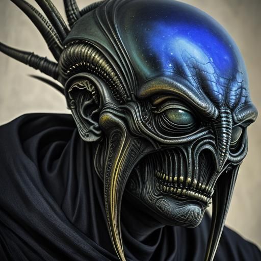 Alien Encounter with God in Giger Style