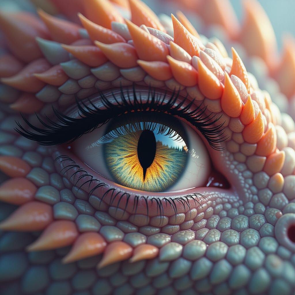 Magnified Dragon Eye: Intricate Details in Digital Art