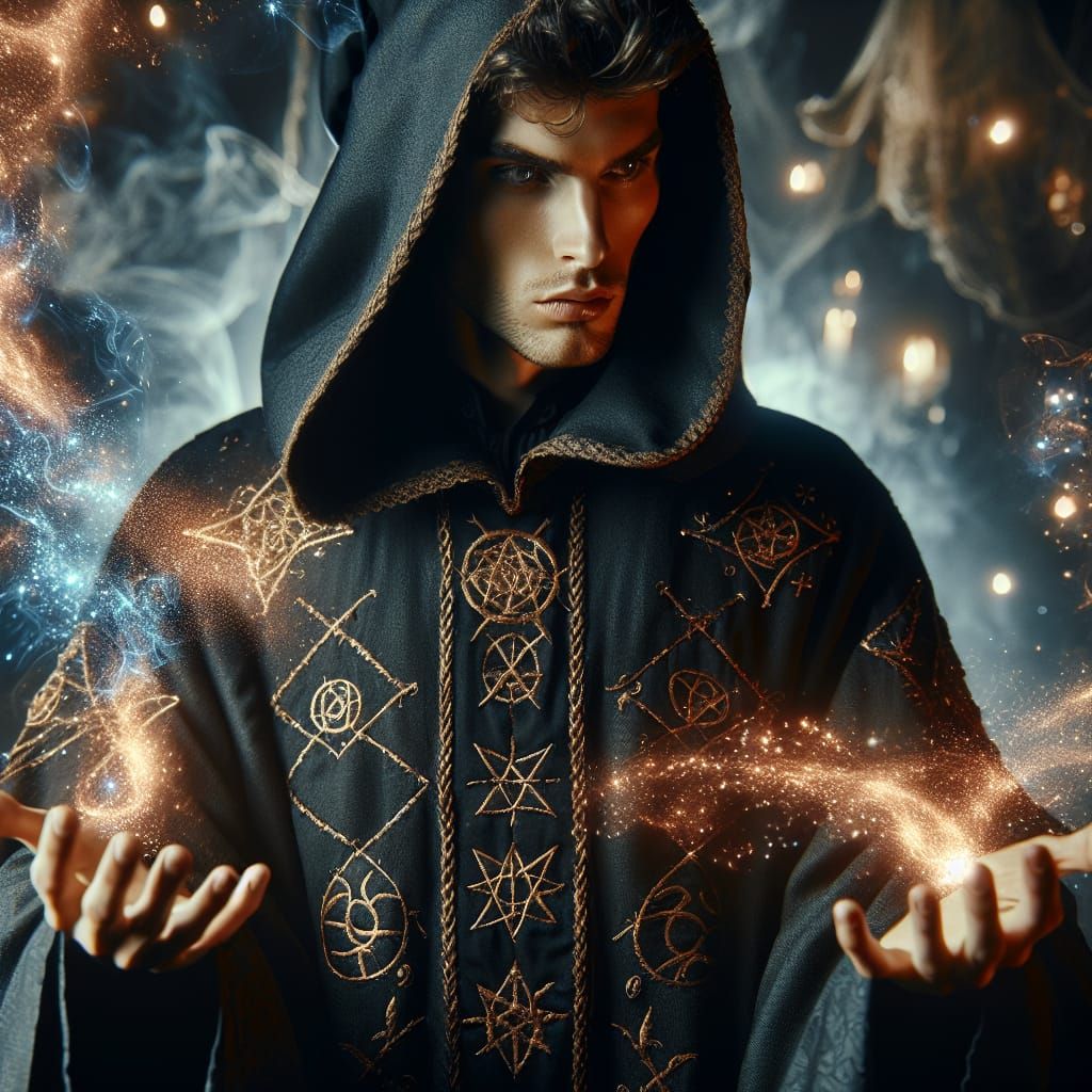 Evoker Wizard Conjuring Spell With Arcane Robes