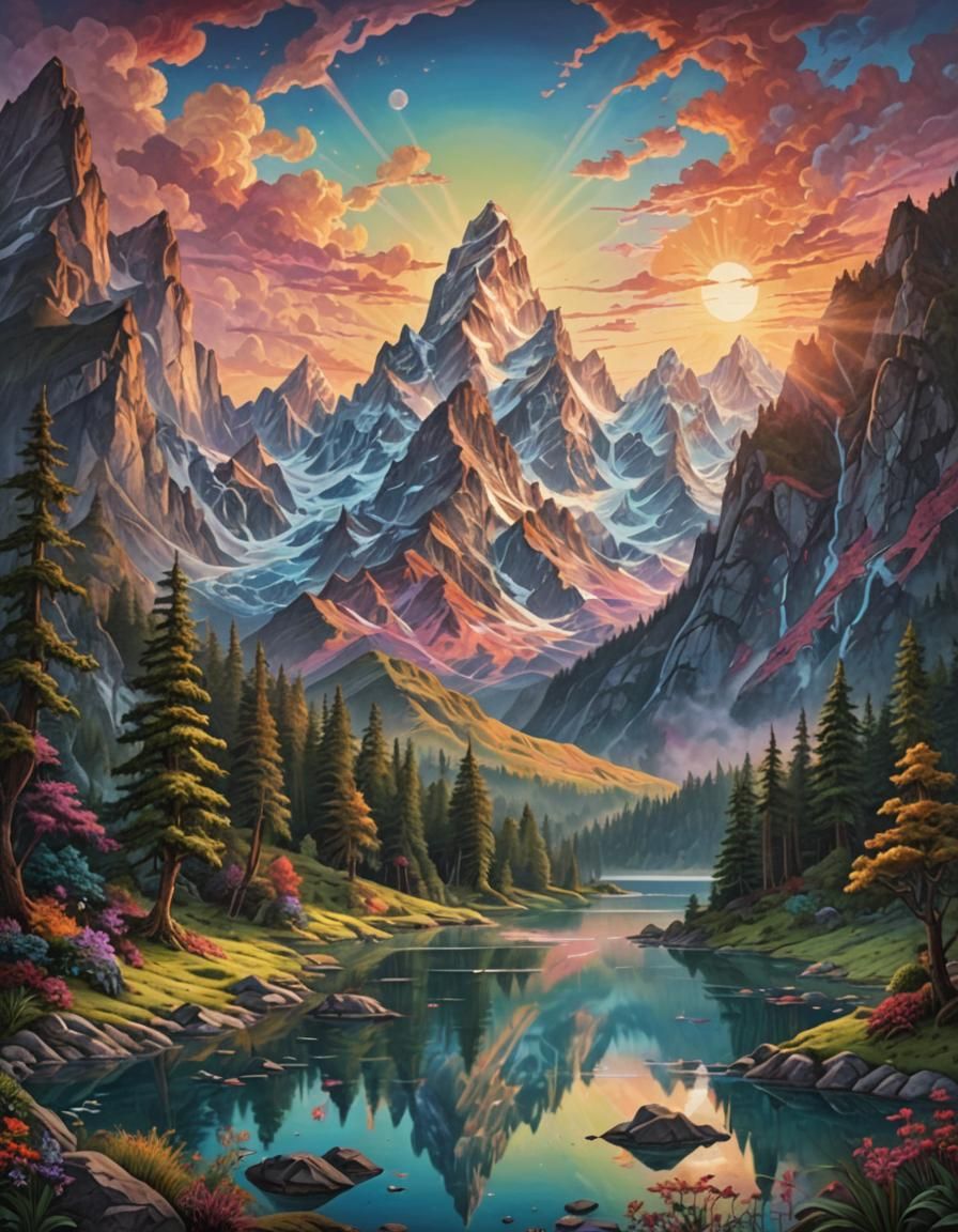 Other versions of mystical mountain landscape II