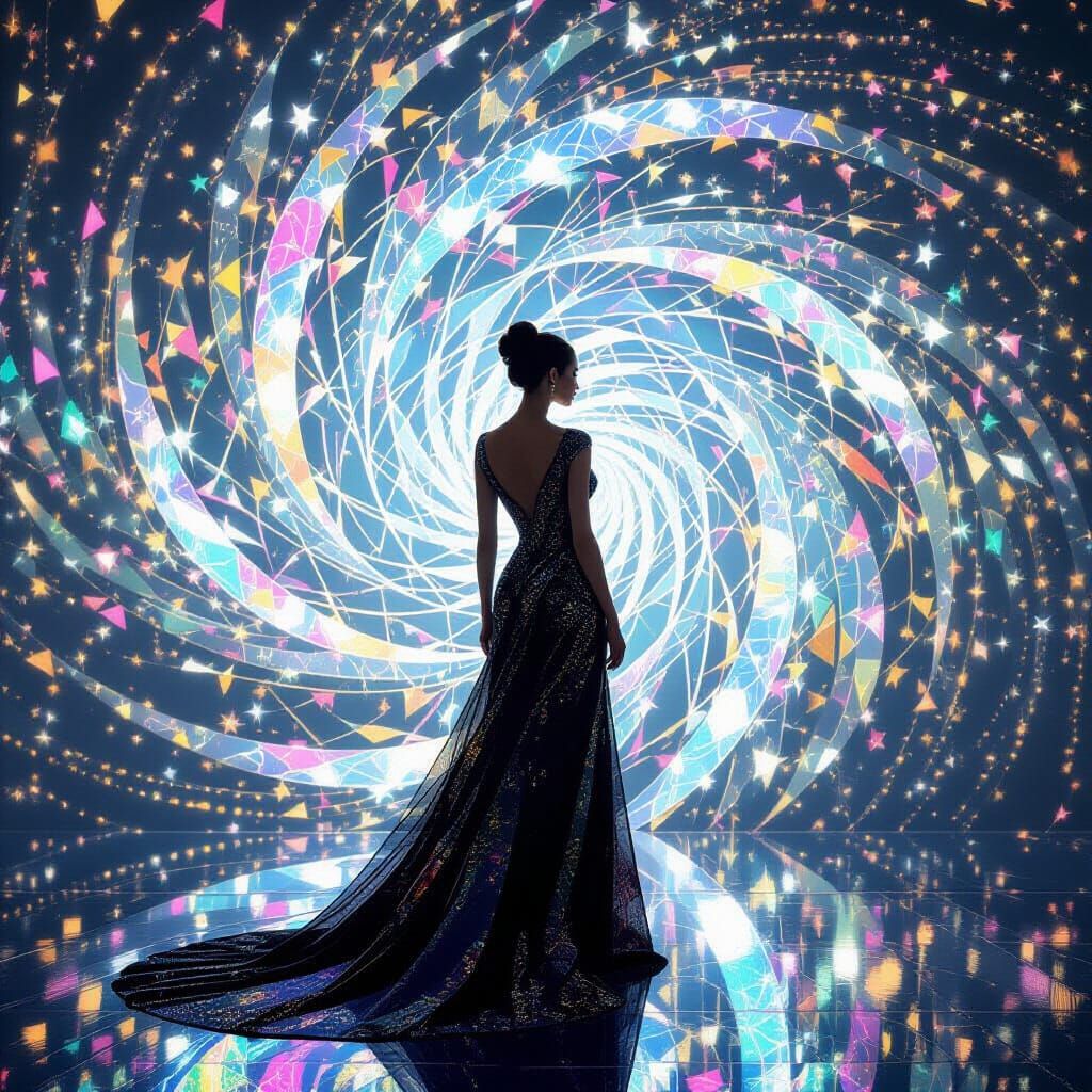 Glitter Vortex Silhouette with Holographic Overlay