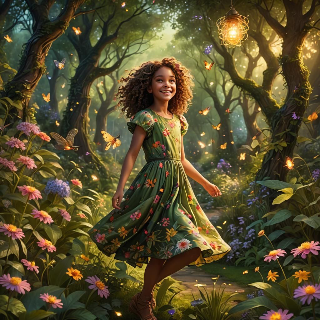 Girl in Gorgeous Garden: Fantasy Concept Art