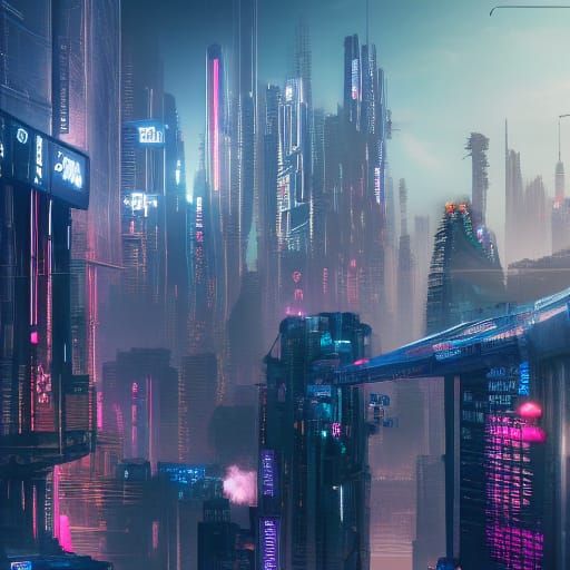 Cyberpunk City War in Detailed Matte Painting