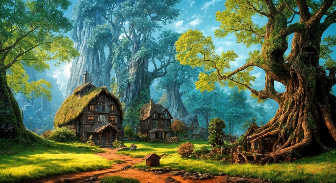 Whimsical Faerie Village Treehouse: A Photorealistic Masterp...
